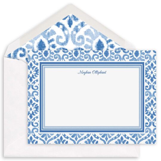 Shades of Blue Damask Flat Note Cards